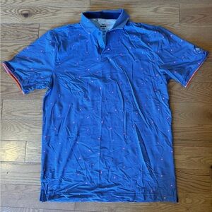 Under Armour Blue Golf Shirt Polo with Pink Polka Dots
